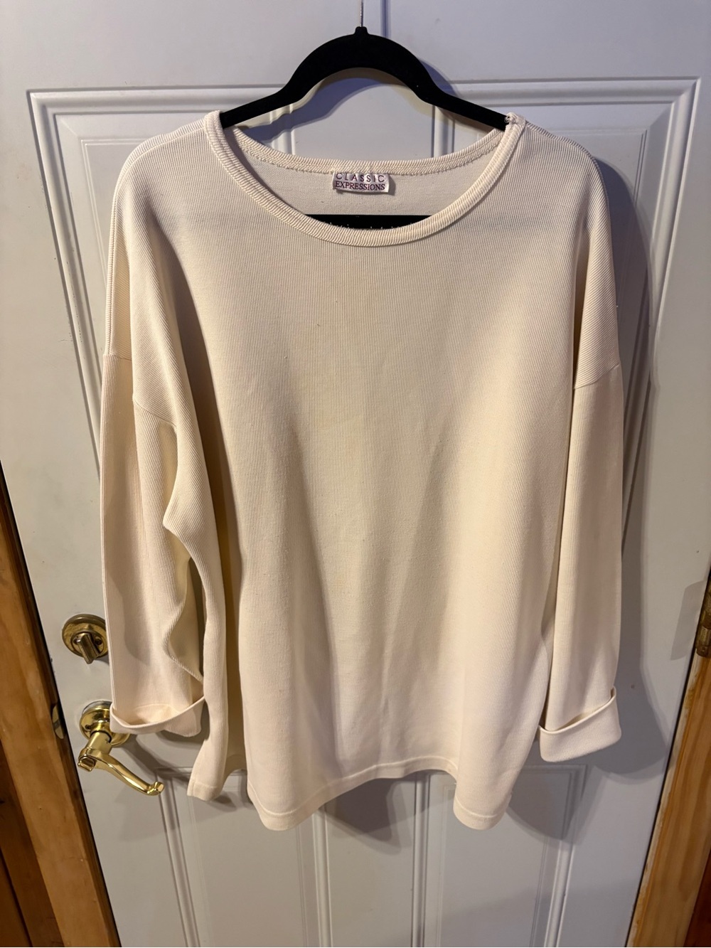 Classic Expressions Cream Relaxed Knit Pullover Sweatshirt Size 4X